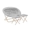 Flash Furniture Eleanor 56-in Portable Folding Double Saucer Chair w/2 Folding Ottomans Gray Faux Fur w/Gold Frame FV-FDS-001-2FR-GY-SGD-GG - alternate 1